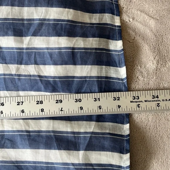 Banana Republic Ramie Popover Shirt Dress Navy White Stripes Size MP Preppy NWT - Picture 15 of 16